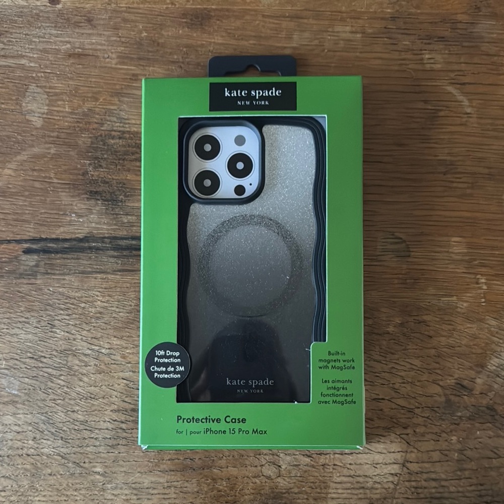 Kate Spade Black Protective Case for iPhone 15 Pro Max